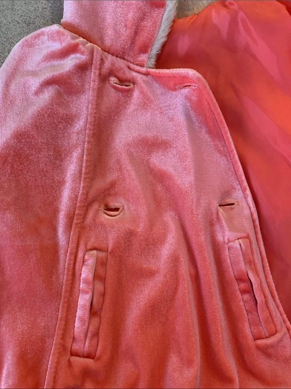 Baby / Toddler Pink Velvet Cape with Cream Faux Fur Collar